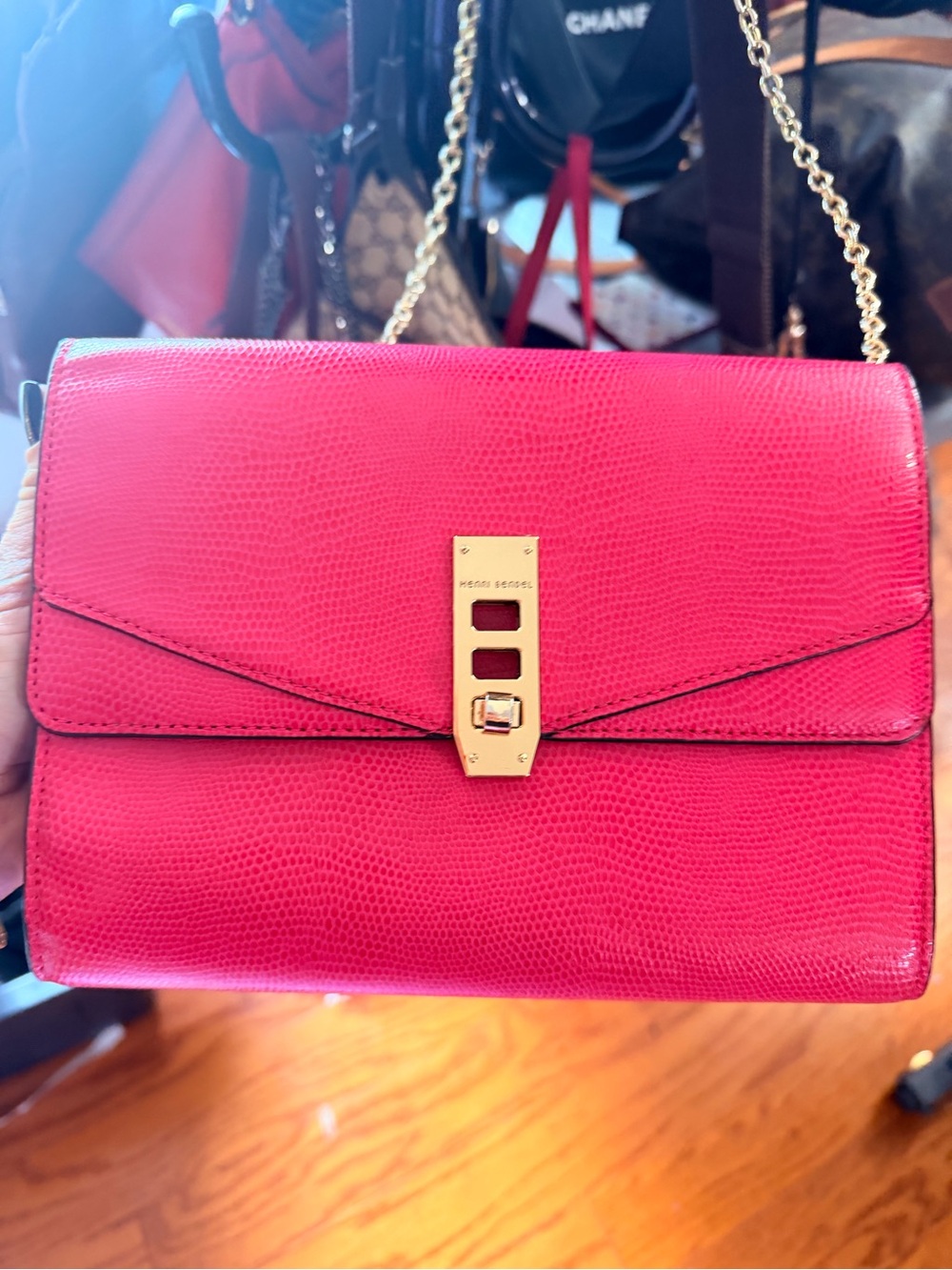 Henri Bendel Croc Style Leather evening bag
